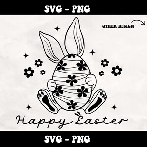 Happy Easter SVG-PNG, Easter Svg, Floral Bunny SVG, Spring Svg, Flowers Svg, Easter Shirt Svg, Bunny Png, Easter Bunny Svg Png, Trendy Svg