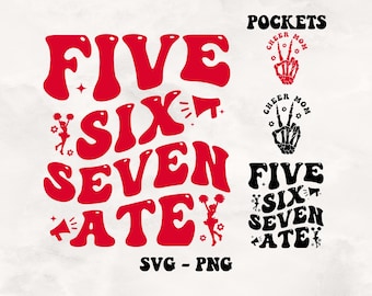 Five Six Seven Ate Cheer SVG PNG: Design da cheerleader (download digitale)