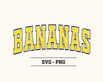 Divertido SVG de béisbol de plátano: trazo azul marino, plátanos PNG (descarga digital)