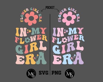 Flower Girl Era SVG PNG: testo ondulato retrò, design per maglietta per bambini (download digitale)