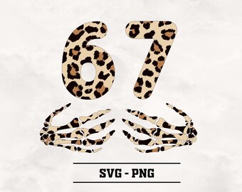 Six Seven Meme Funny Leopard Hands SVG PNG (Digital Download)