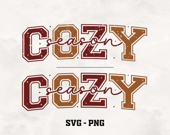 Cozy Season SVG PNG: design retrò autunnale per il Ringraziamento (download digitale)