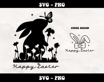 Floral Bunny Easter SVG: Spring Flowers, Trendy Shirt Design (Digital Download)