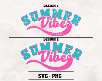 Summer Vibes SVG PNG: Retro Varsity Design (Digital Download)
