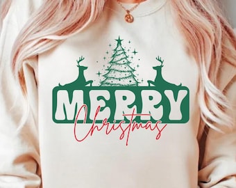 Merry Christmas Shirt Design, Trendy SVG PNG (Digital Download)