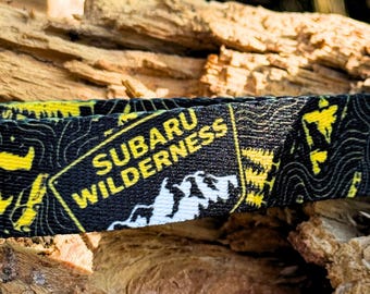 Subie Wilderness Keychain Strap | Topographic Map Sasquatch Design | Subaru Adventure Accessory | Wilderness Edition Gift