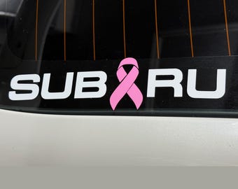 Subie Breast Cancer Awareness Decal – Pink Ribbon SUBARU Vinyl Sticker for WRX, STI, Crosstrek, Outback, Forester, brz