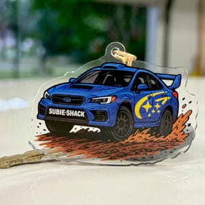 Subaru Keychain for WRX STI brz Forester – JDM Car Accessory | Turbo Boxer Engine Lover Gift | Custom Vinyl | Subaru Motel Keychain