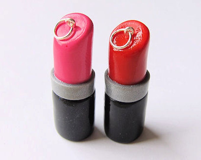 Polymer Clay Lipstick Charms Pink and Red Both Charms Etsy