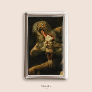Portasigarette "Saturno che divora i suoi figli" di Francisco Goya, portasigarette vintage da borsetta, scatola di metallo, Zigarettenetui, regali per la festa del papà
