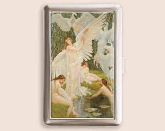 The Swan Maidens Yoga Mat Cigarette Case, Vintage Purse Joint Holder, Metal Box, Zigarettenetui, Father's Day Gifts