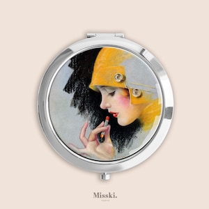 Photoplay Magazine 1927 Cover Art Print Pocket Compact Mirror, Small Pill Box Organiser, Vintage Hand Mirror, Case, Mother&#39;s Day Gifts