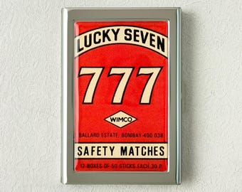 Tarjetero Lucky Seven 777, estuche para tarjetas de crédito, mini tarjetero, regalo vintage