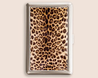 Fashion Leopard Pattern Cigarette Case Zigarettenetui Wallet Vintage Metal  Joint Holder