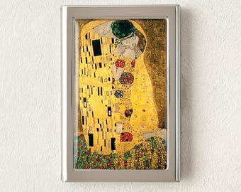 Gustav Klimt Il Bacio Porta carte di credito Portafoglio Custodia per biglietti da visita Mini custodia per carte Regalo vintage