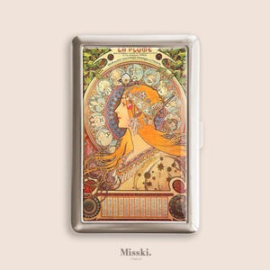 Studio dello Zodiaco, 1896, Alphonse Mucha, portasigarette Art Nouveau, portasigarette vintage, scatola di metallo, Zigarettenetui, regali per la festa del papà