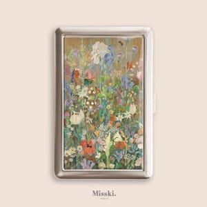 Summer Flowers 1924 Cigarette Case, Vintage Purse Joint Holder, Metal Box, Zigarettenetui, Father&#39;s Day Gifts
