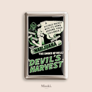 Portasigarette vintage del film "Devil's Harvest" del 1999, portasigarette da borsetta vintage, scatola di metallo, Zigarettenetui, regali per la festa del papà