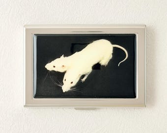 Two Headed Rat Credit Card Holder Wallet Business Card Case Mini Card Case Vintage Gift