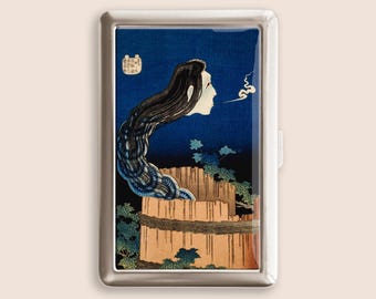 Japanese Art the Plate Mansion Ghost Okiku Cigarette Case, Vintage Purse Joint Holder, Metal Box, Zigarettenetui, Father's Day Gifts