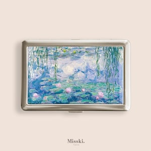 Portasigarette Claude Monet Water Lilies, portasigarette vintage, scatola di metallo, Zigarettenetui, regali per la festa del papà