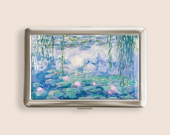 Claude Monet Water Lilies Cigarette Case, Vintage Purse Joint Holder, Metal Box, Zigarettenetui, Father's Day Gifts