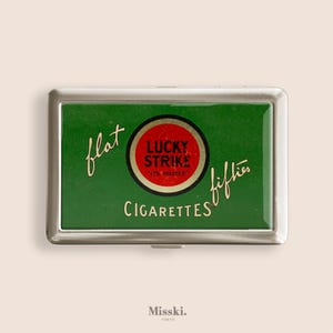 Vintage Green Lucky Cigarette Case, Purse Joint Holder, Metal Box, Zigarettenetui, Father's Day Gifts