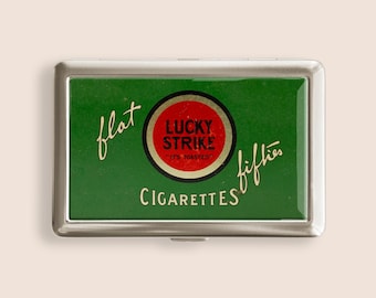 Vintage Green Lucky Cigarette Case, Purse Joint Holder, Metal Box, Zigarettenetui, Father's Day Gifts