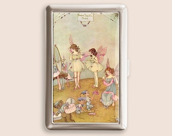 Cute Fairies Dressing Elf Cigarette Case, Vintage Purse Joint Holder, Metal Box, Zigarettenetui, Father's Day Gifts