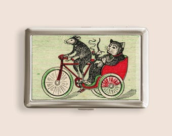 Fat Cat Vintage Japanese Matchbox Art Cigarette Case, Vintage Purse Joint Holder, Metal Box, Zigarettenetui, Father's Day Gifts