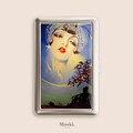 LADY in the MOON Vintage 1927 Magazine Advertising Cigarette Case, Vintage Purse Joint Holder, Metal Box, Zigarettenetui, Father's Day Gifts