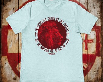 Bold as a Lion T-Shirt | Psalm 34 Scripture Christian Design