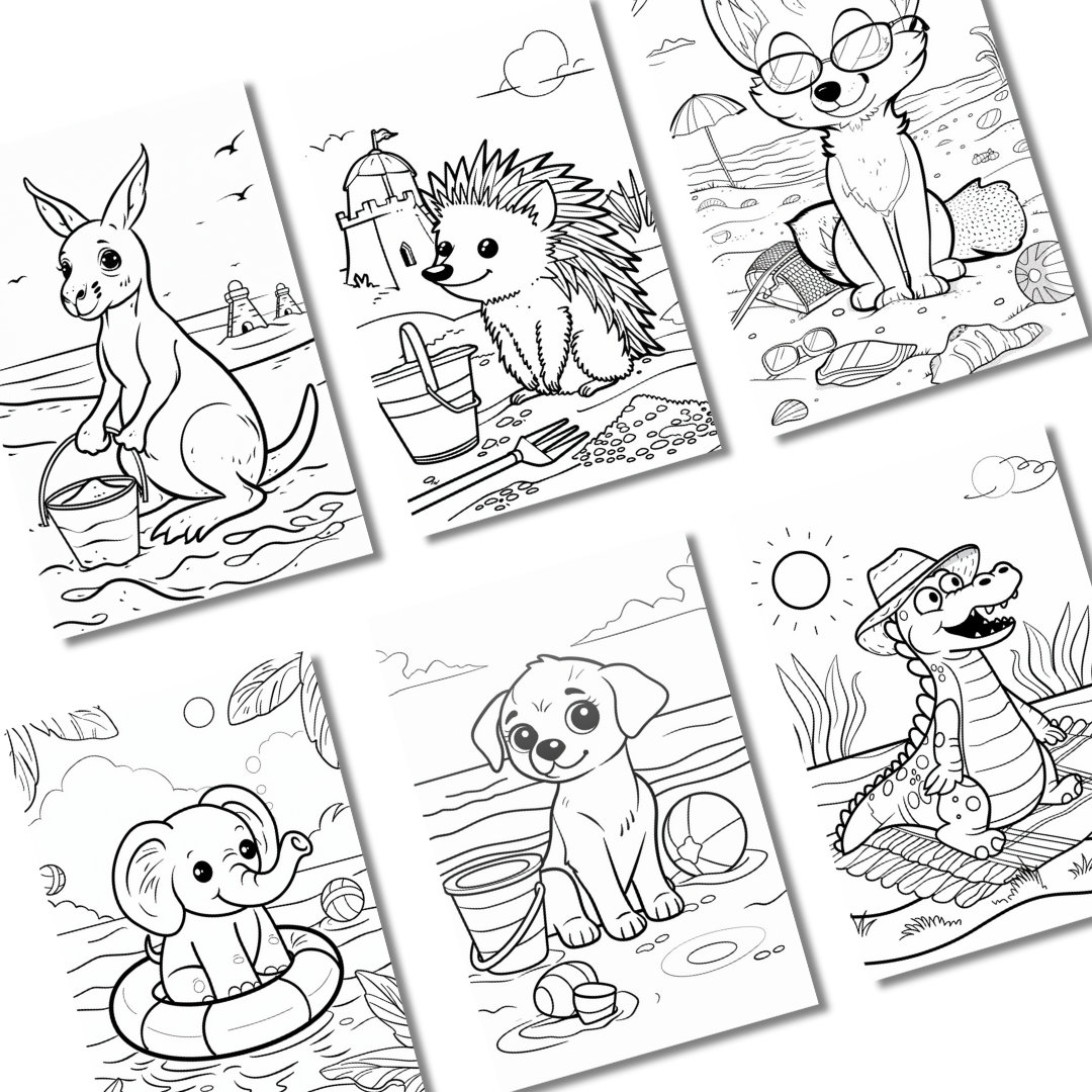 20 Cute Summer Animal Coloring Pages for Kids Simple and Fun Designs Etsy