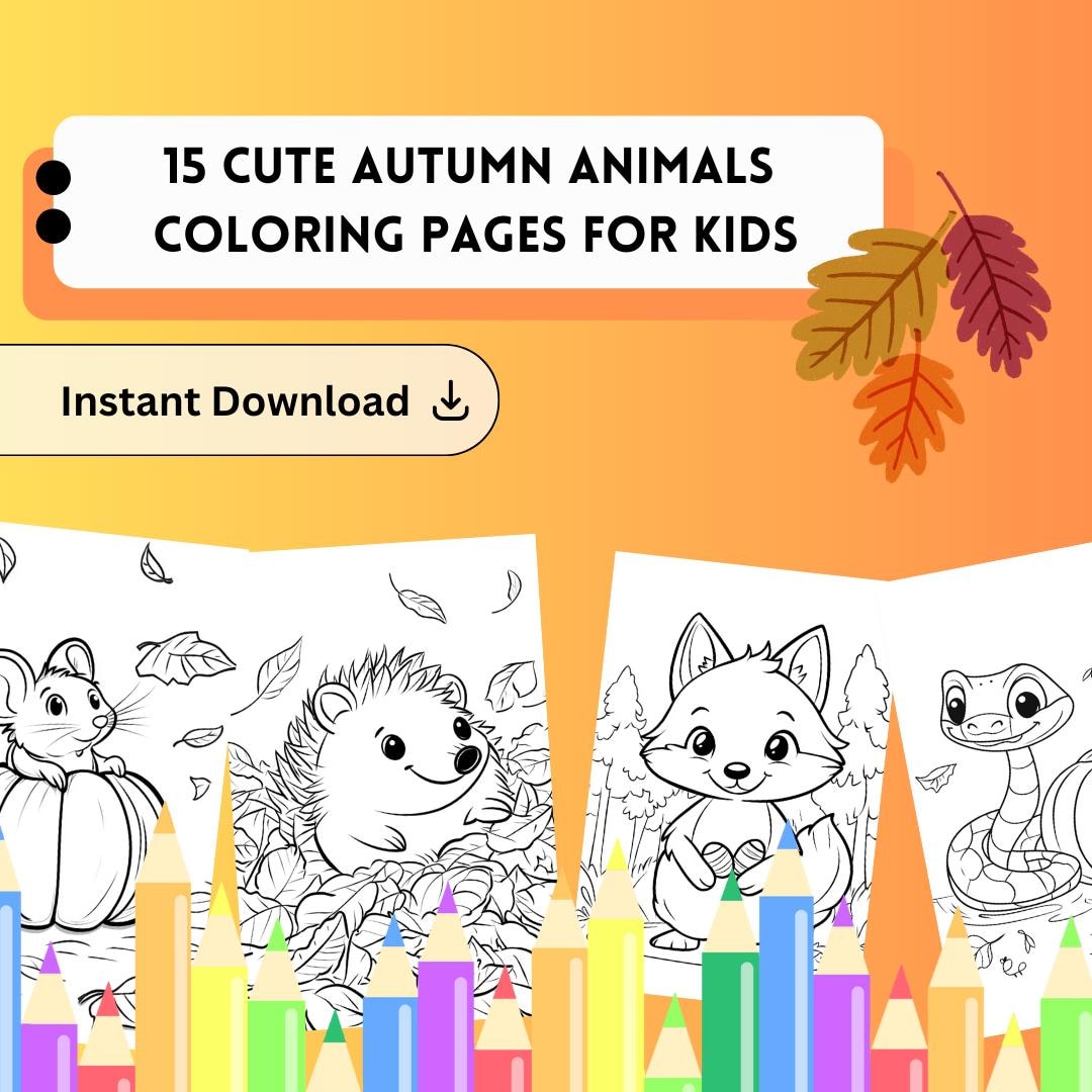 15 Cute Autumn Animal Coloring Pages for Kids Fun and Simple Fall