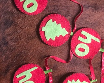 Felt Christmas Trees Ho Ho Ho Holiday Garland REVERSIBLE!