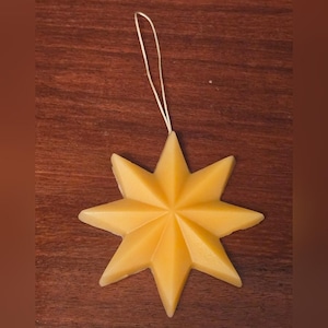 Handmade Beeswax Ornament - Large star - same length