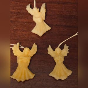 Handmade Beeswax  Ornaments Set of 3 angels
