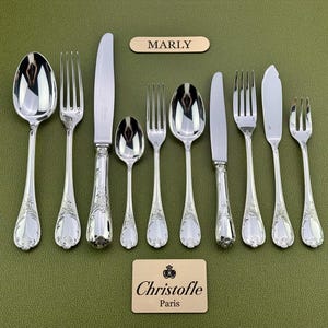 Christofle Marly 126pc Elegant Silver Plated Flatware Set for 12 Made in France