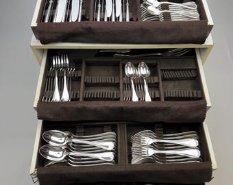 Christofle Rubans Silver Plated Cutlery Set 126 Items