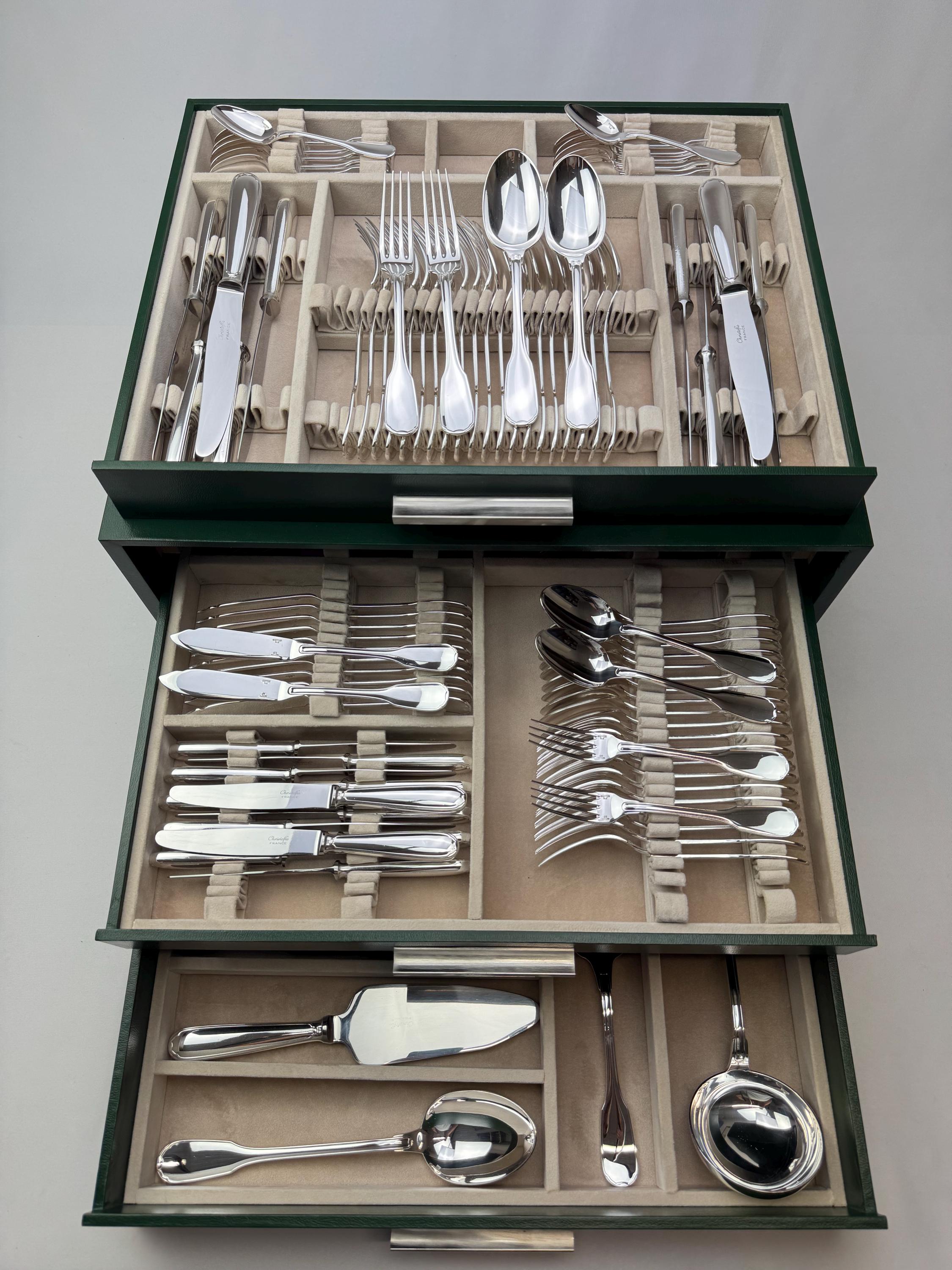 Christofle Touraine silver plated cutlery set 126 items