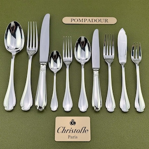 Christofle Pompadour Silver Plated Flatware Set 127 Pieces for 12 French Luxury Cutlery with Chest Vintage France