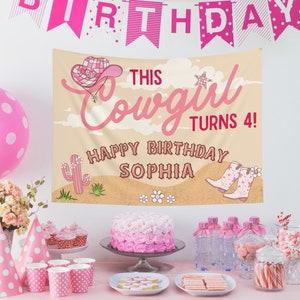 Personalized Cowgirl Birthday Tapestry Western Birthday Custom Cowgirl Party Sign