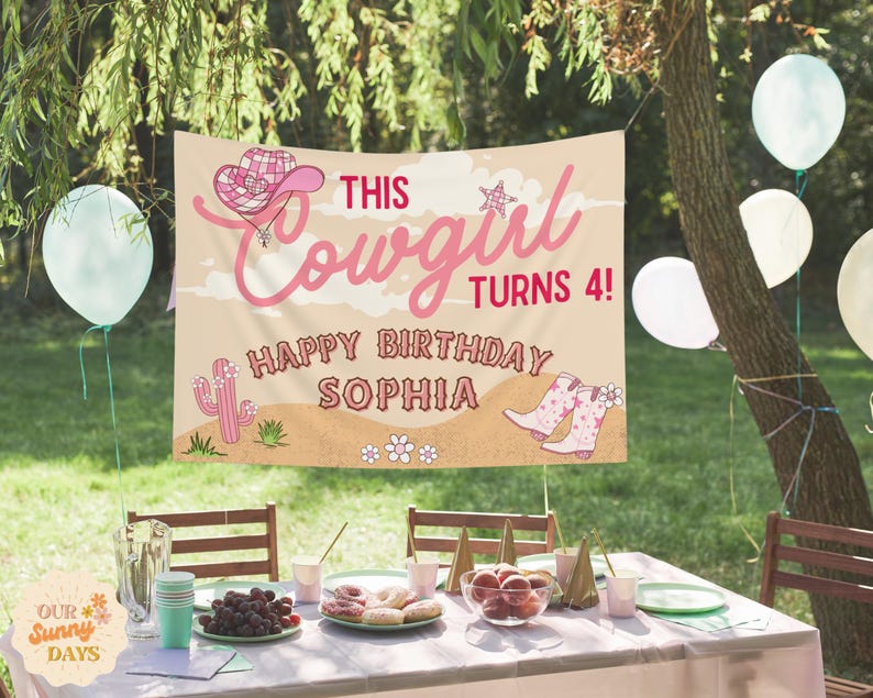 Personalized Cowgirl Birthday Tapestry