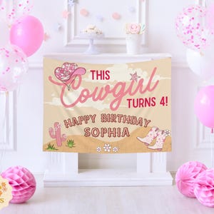 Western Birthday Custom Cowgirl Party Sign Personalized Banner Girls Birthday Party Name Sign