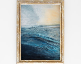 Ocean Triptych Wall Art, Coastal Blue Seascape Fine Art Print