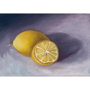 Yellow Citrus Fruit Wall Art Print Lemon Decoration for Kitchen Unframed Fruit Art
