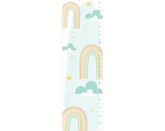 Canvas Growth Chart, Personalized Rainbow Canvas , Rainbow Growth Chart, Rainbow Girl's Room, Rainbow Sun and Star Nursery Decor