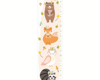 Woodland Growth Chart, Canvas Growth Chart Personalized, Boho Growth Chart, Boho Nursery Decor, Baby Shower Gift