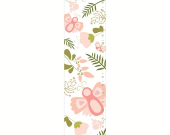 Floral Personalized Canvas Growth Chart, Girl's Room, Nursery Decor, Personalized Growth Chart, Blush and Gold Nursery
