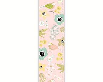 Woodland Growth Chart, Canvas Growth Chart, Blush and Gold Pink Flowers, Mint Floral Wall Art, Personalized Nursery Art